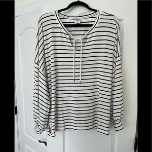 CAbi Monochrome Striped Blouse